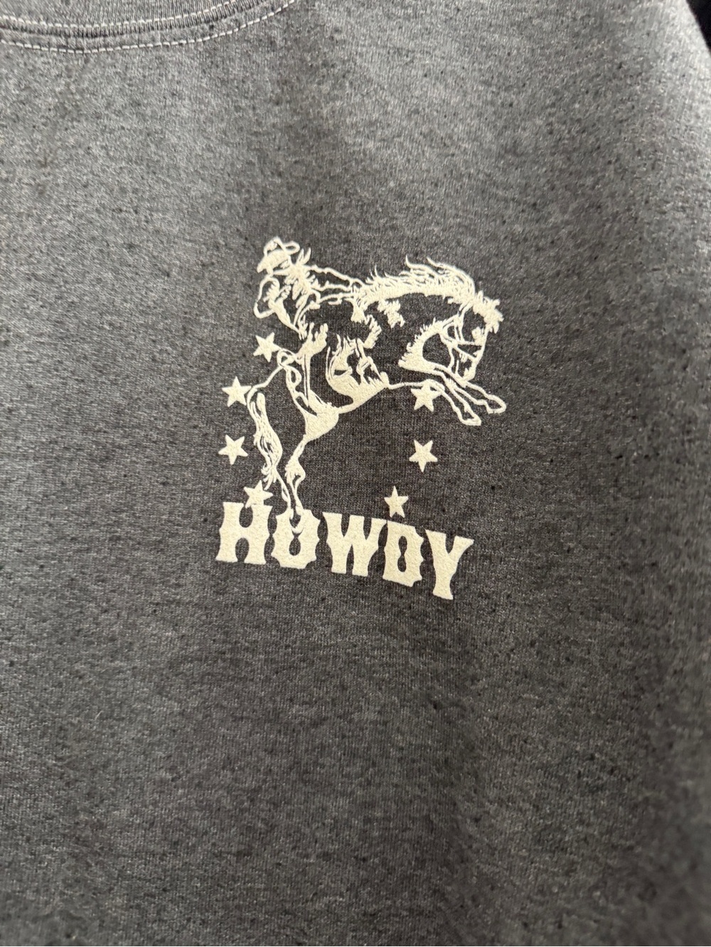 Golden Hour Charcoal Grey Howdy Cowboy Sweatshirt Crewneck M/L - Picture 3 of 4